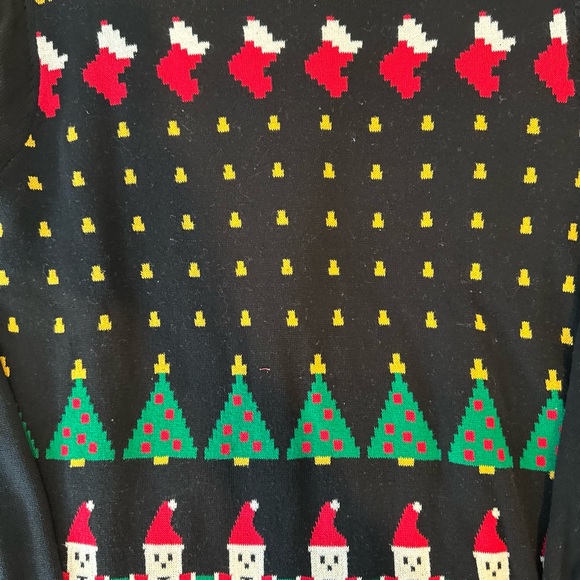 Alex Stevens Game Over High Score Space Invaders Santa Christmas Trees Sweater L - Picture 6 of 8